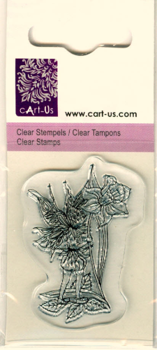 Clear Stempel klein Stamp Nr.1055 Elfe mit Narzisse 5 X 6 cm