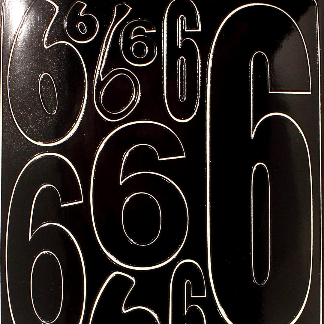 Sticker Nr.0227 Schwarz / Black Zahl 6 in diversen Größen