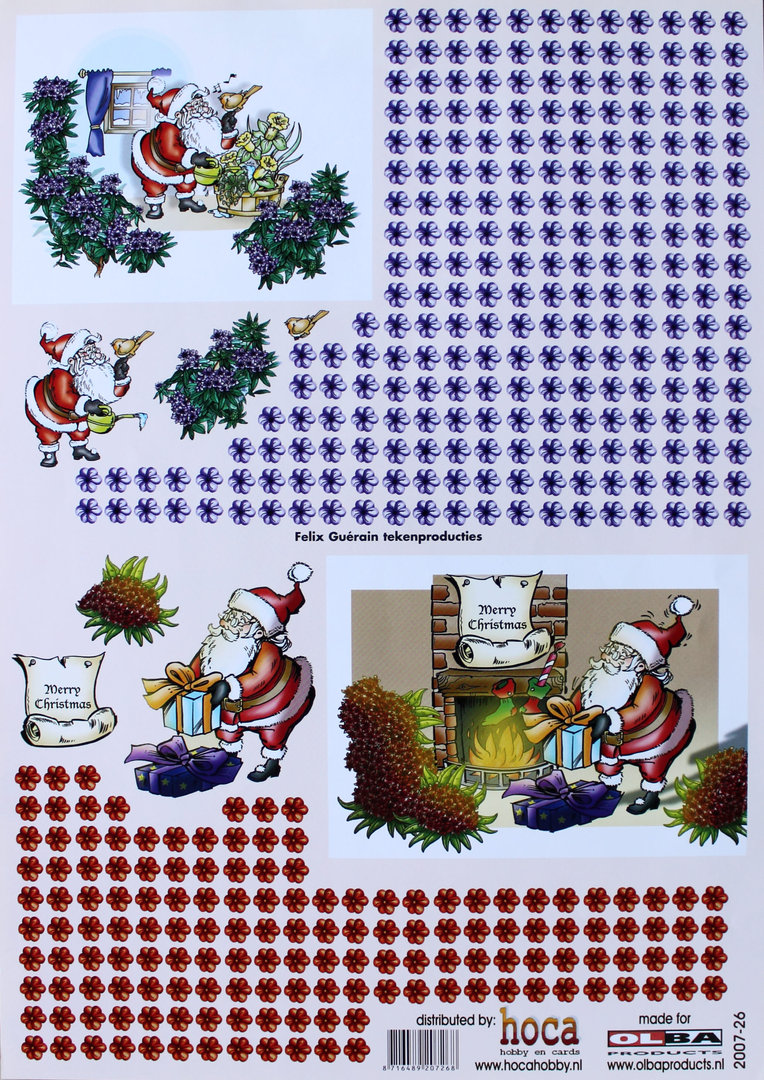 3D Olba - Motivbogen Nr.26 Weihnachten Santa Claus - Kamin - Vogel