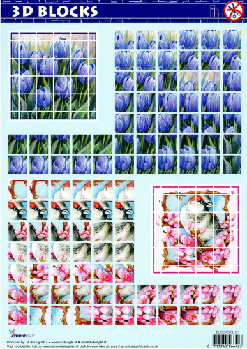 3D BLOCKS Nr.01 Mosaik Stanzbogen Blaues Tulpenfeld