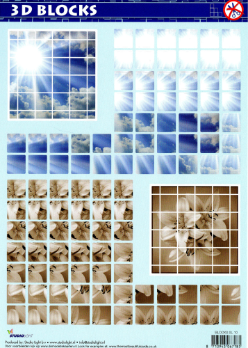 3D BLOCKS Nr.10 Mosaik Stanzbogen Sonnenaufgang Lilien