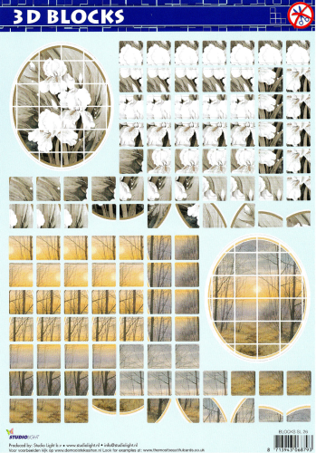 3D BLOCKS Nr.26 Mosaik Stanzbogen Abendrot Herbstszene & Blütenmotiv