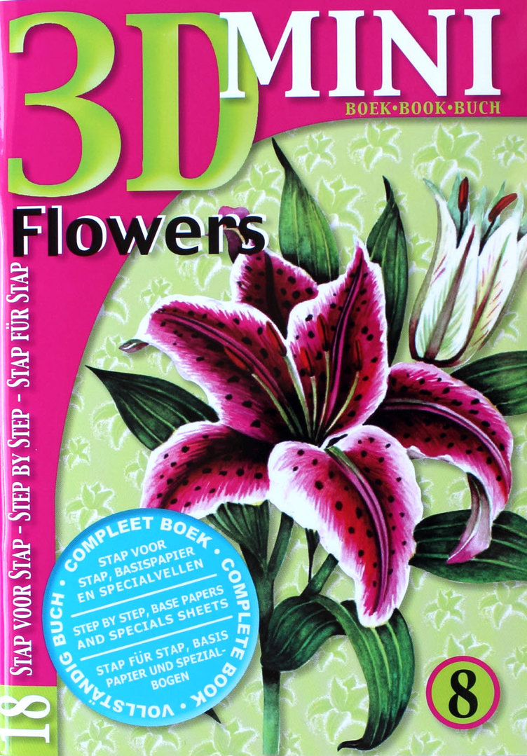 3D Mini Buch Nr.08 Flowers - Blumen Motive