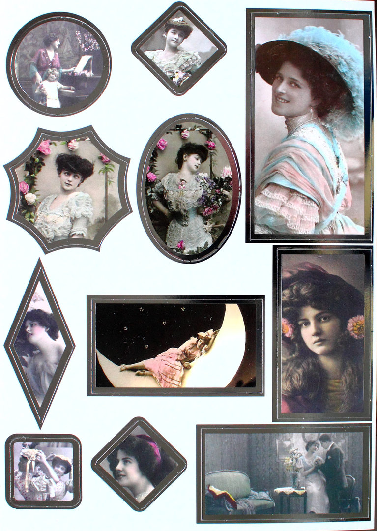 Stanzbogen A4 Nr.506 Viktorianischen - Motive mit Silberrahmen