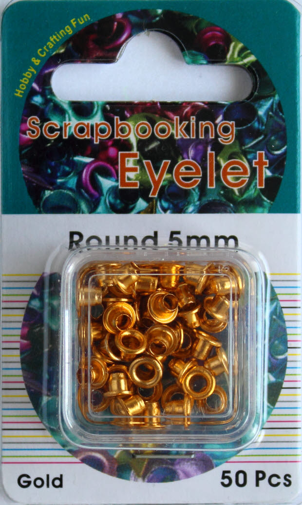 50 Eyelets Nr.4311 Round 5mm Gold
