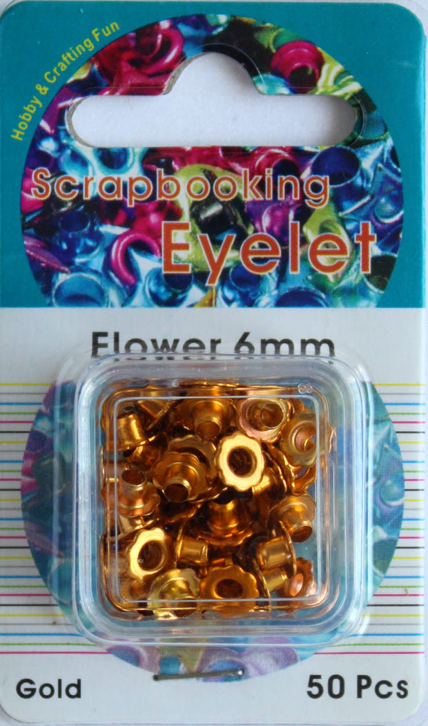 50 Eyelets Nr.4331 Blumen 6mm Gold