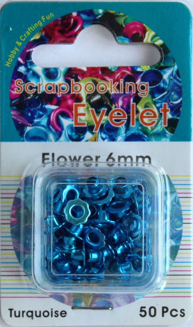 50 Eyelets Nr.4333 Blumen 6mm Blau Metallic