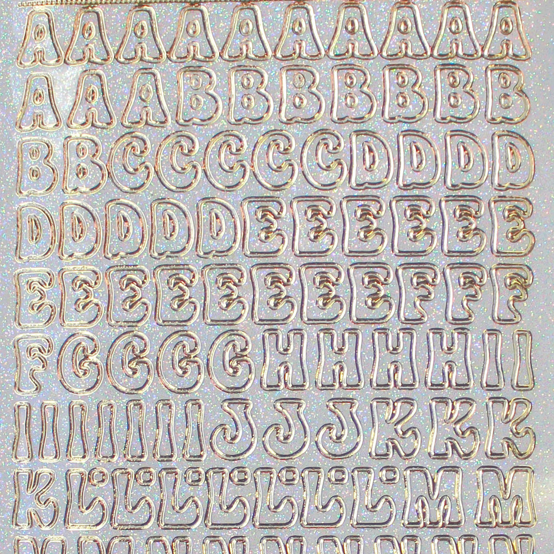 Glitzer Glimmer Sticker Nr.0814 Gold transparent Buchstaben - ABC -