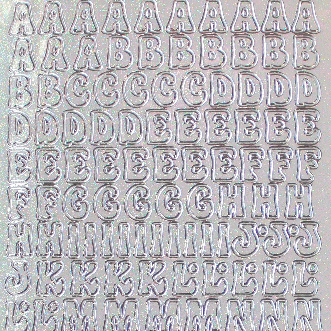 Glitzer Glimmer Sticker Nr.0814 Silber transparent Buchstaben - ABC -