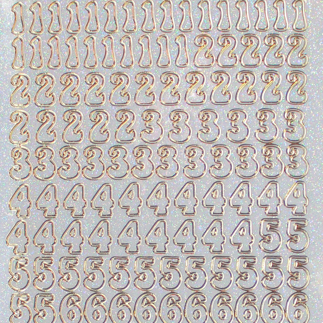 Glitzer Glimmer Sticker Nr.0815 Gold transparent Zahlen u. Zeichen