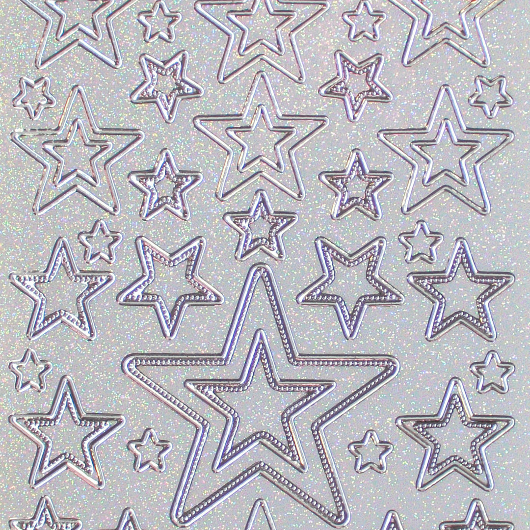 Glitzer Glimmer Sticker Nr.7074 Silber transparent Sternen MIX