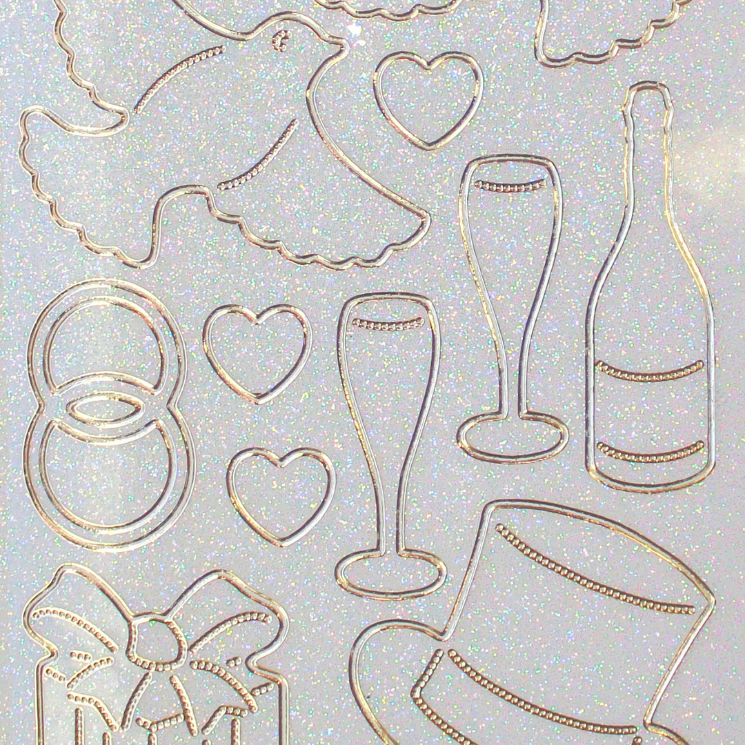 Glitzer Glimmer Sticker Nr.9501 Gold transparent Hochzeit Motiv MIX