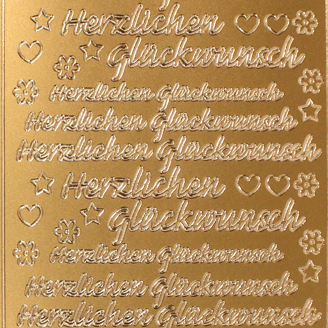 Sticker Nr.3700 Gold Herzlichen Glückwunsch verschiedenen Größen