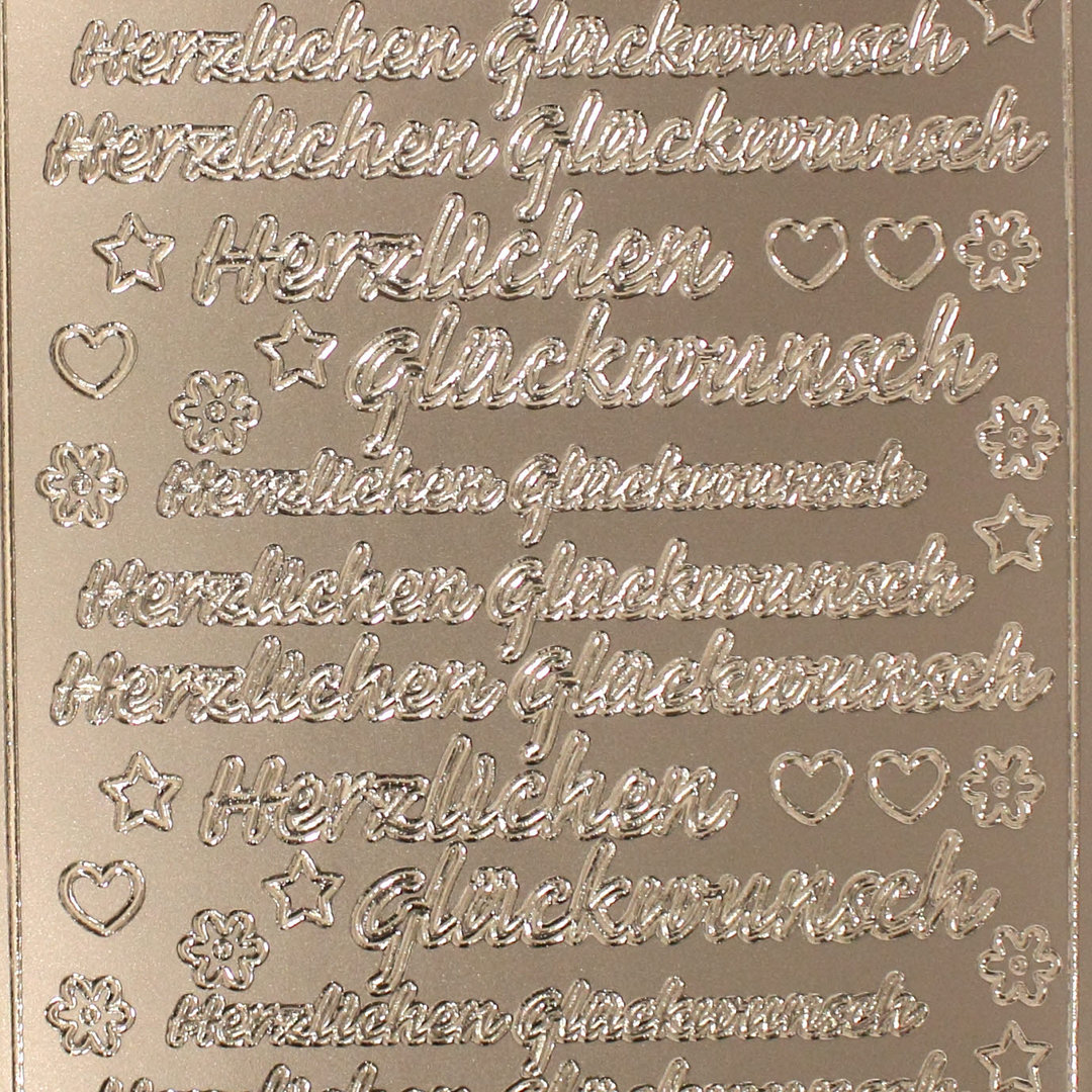 Sticker Nr.3700 Silber Herzlichen Glückwunsch verschiedenen Größen