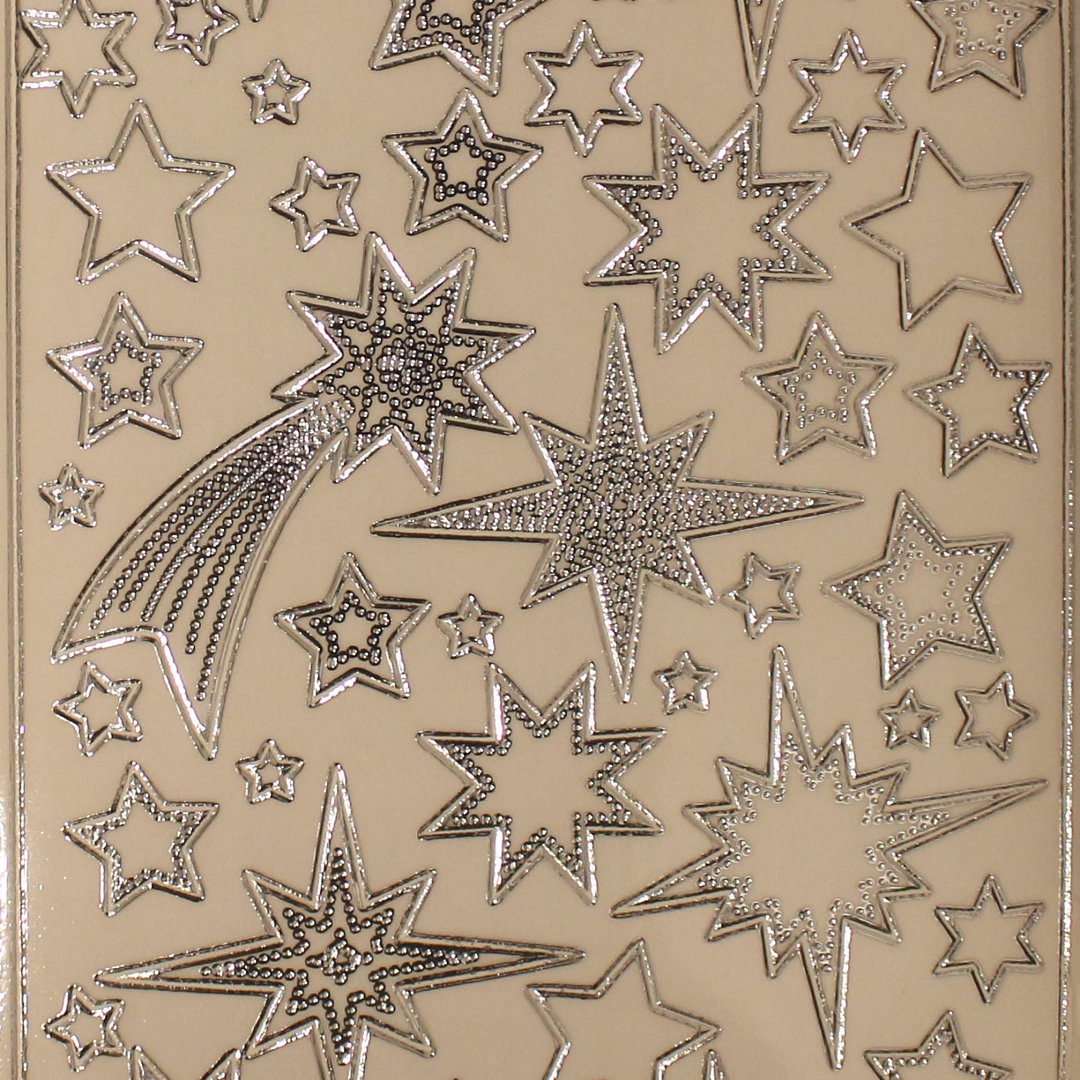 Sticker Nr.2048 Transparent Silber Sterne Kometen