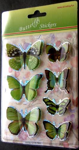 3D POP UP Sticker Schmetterlinge Nr.7803 GRÜN TÜRKIS + HOLO