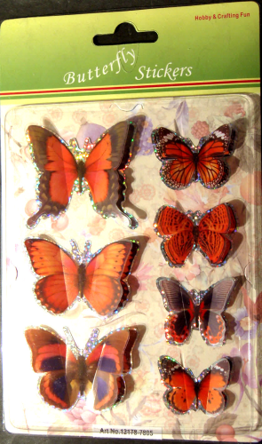 3D POP UP Sticker Schmetterlinge Nr.7805 ROT ORANGE + HOLO