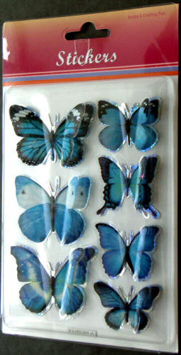 3D POP UP Sticker Schmetterlinge Nr.6101 BLAU + HOLO