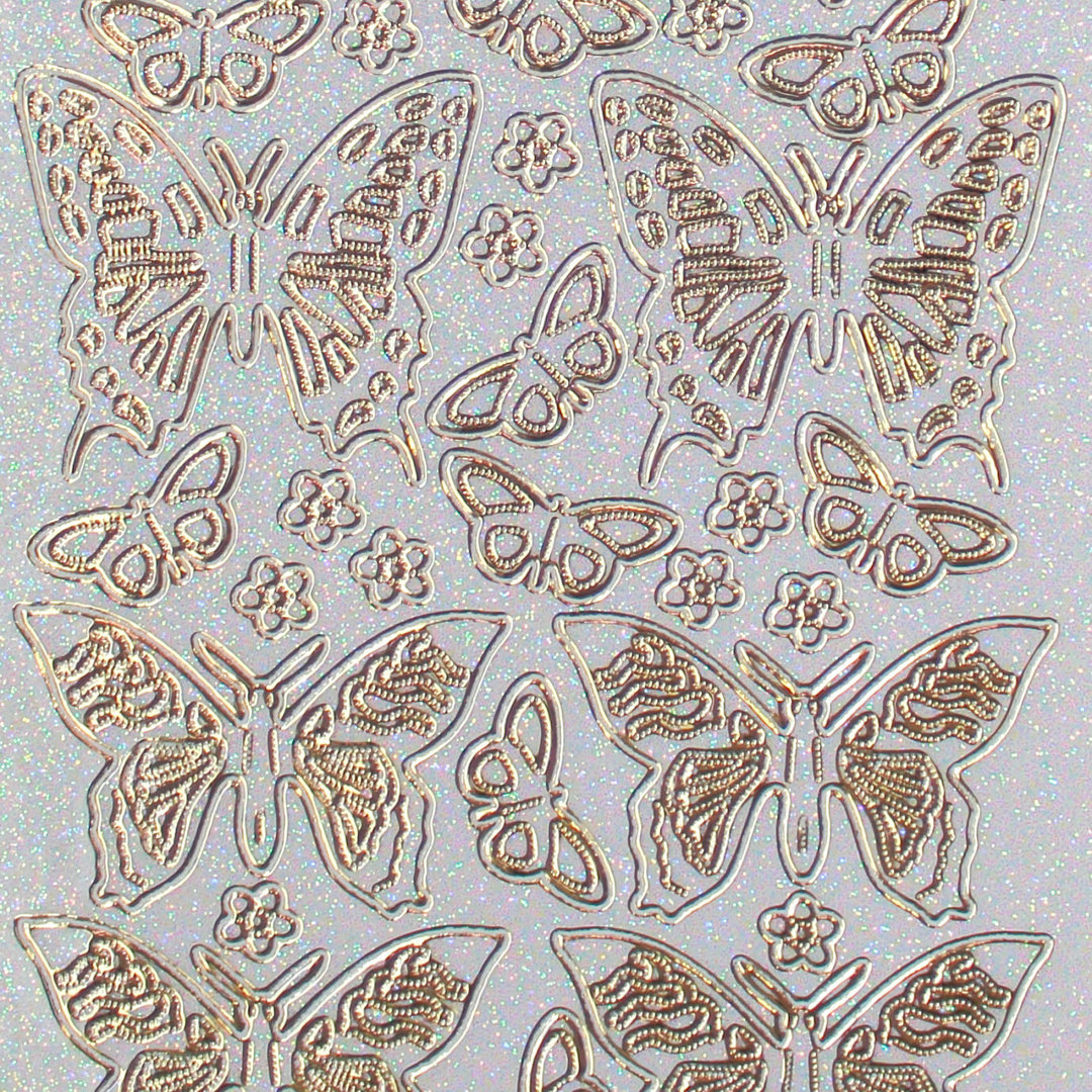 Glitzer Glimmer Sticker Nr.0124 Gold transparent Schmetterlinge