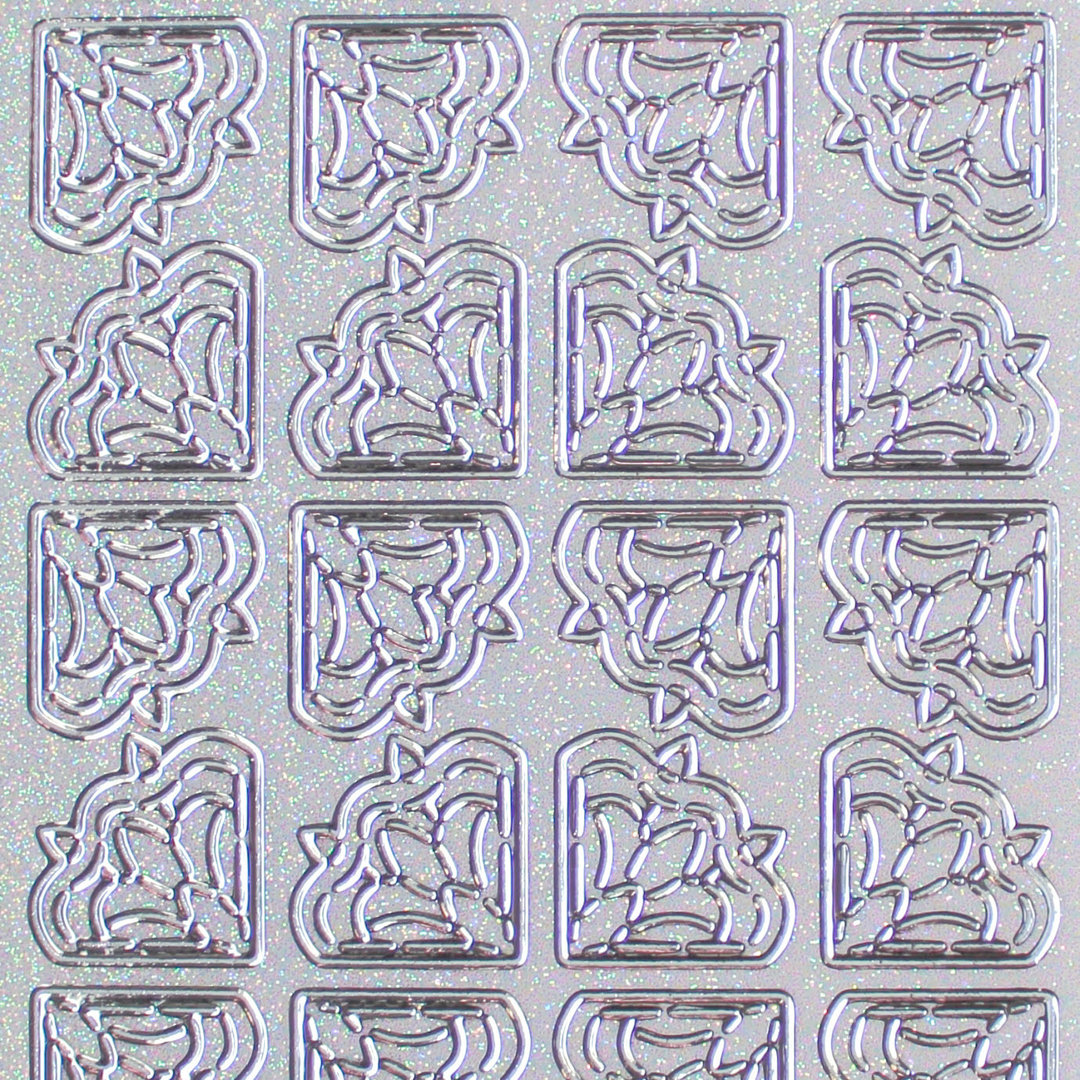 Glitzer Glimmer Sticker Nr.7025 Silber transparent Ecken floral