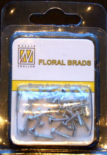 Floral Glitter Brads Nr.002 WHITE 3 mm rund ca.40 St.