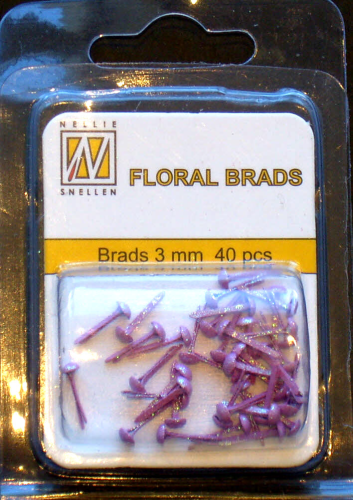 Floral Glitter Brads Nr.003 PINK 3 mm rund ca.40 St.
