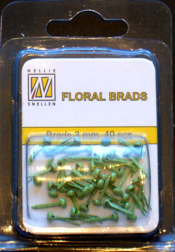 Floral Glitter Brads Nr.005 GREEN 3 mm rund ca.40 St.