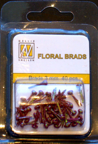 Floral Glitter Brads Nr.006 RED 3 mm rund ca.40 St.