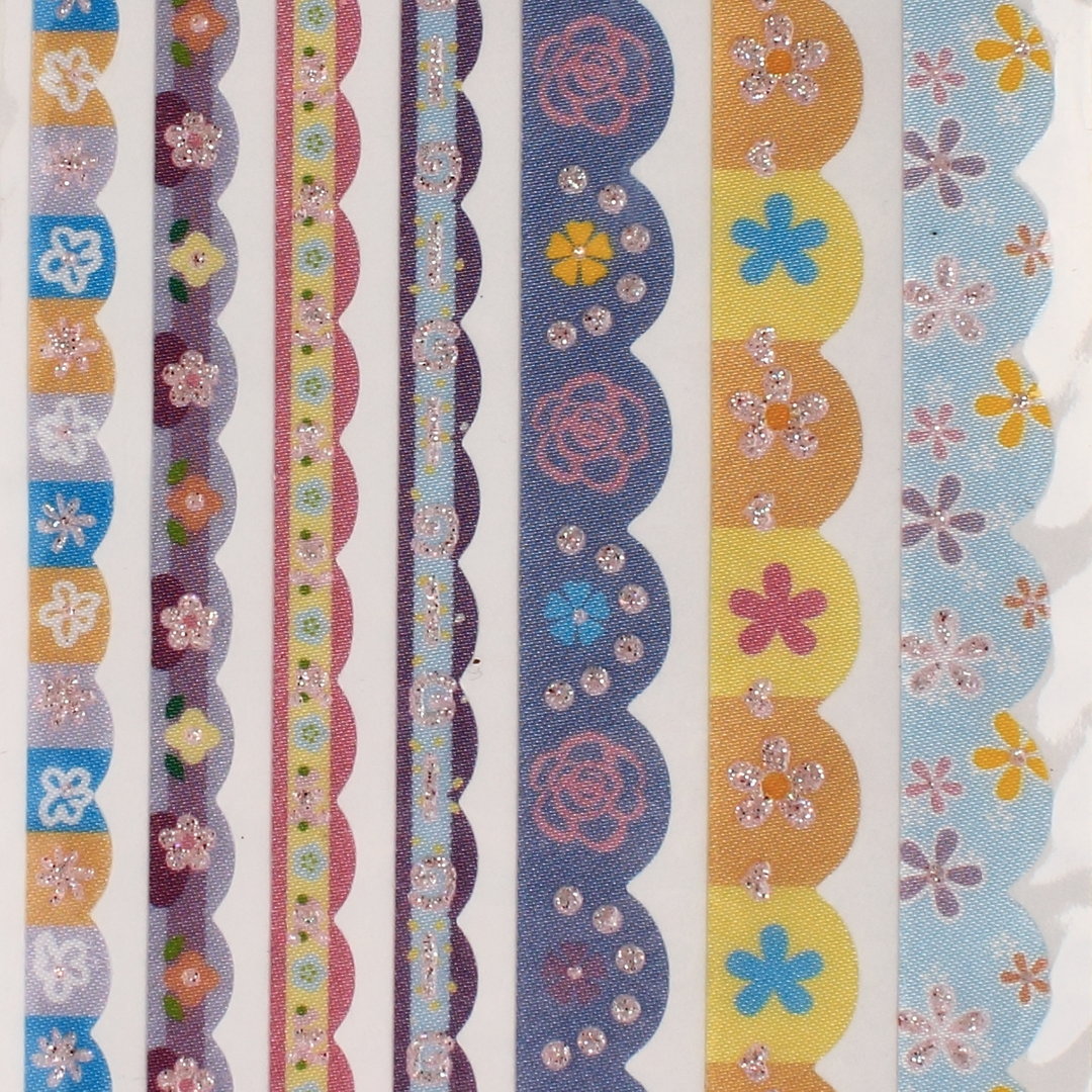 Glitter Ribbon Sticker Nr.400B selbstklebend Bordüre Borten Textilband