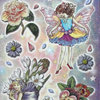 Geprägte Sticker Nr.8010B Blumen - Feen mit Glitter