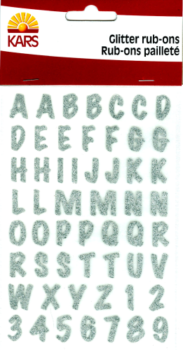 Rub-On Glitter Sticker Nr.3201 silber ABC Buchstaben & Zahlen