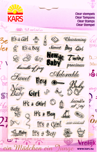 Clear Stempel Stamp Nr.1304 Baby Texte englisch Boy Girl 14 X 18 cm