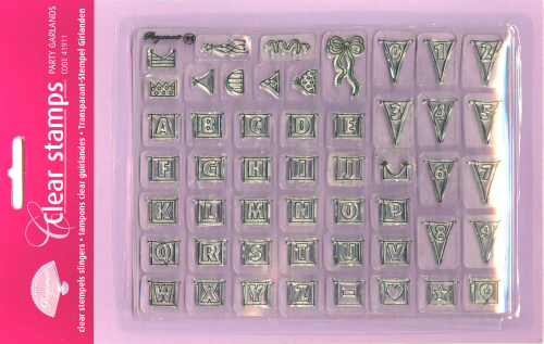 Clear Stempel Stamp Nr.41911 Girlanden m. Zahlen & ABC Block Großbuchstaben