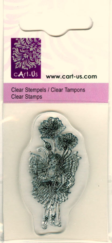 Clear Stempel klein Stamp Nr.1054 Elfe mit Kornblume 5 X 6 cm