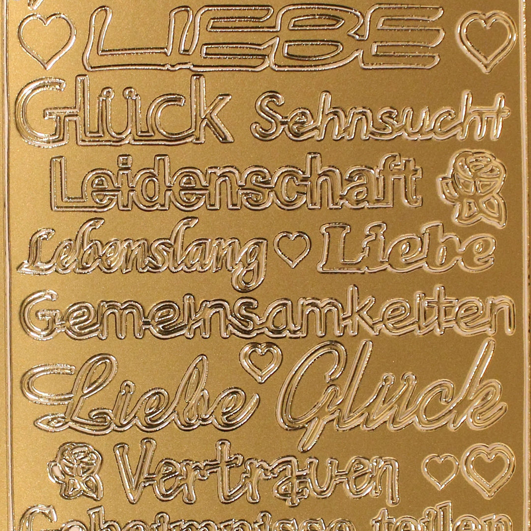 Sticker Nr.3712 Gold Worte für Gefühle Zärtlichkeit Leidenschaft Lebenslang Vertrauen