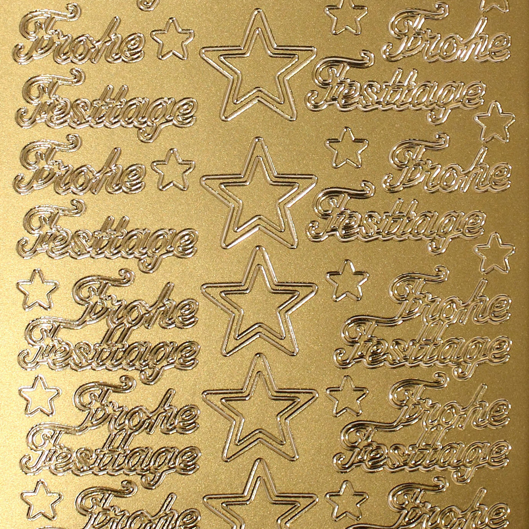 Sticker Nr.0452 Gold Frohe Festtage & Sterne