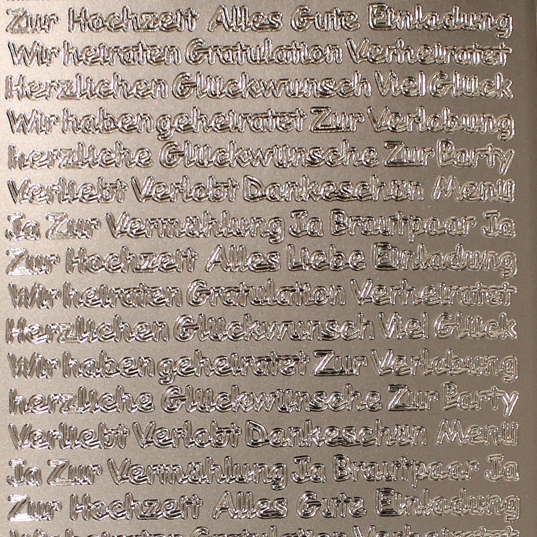 Sticker Nr.0442 Silber deutsch Texte, Verliebt, Verlobt, Verheiratet