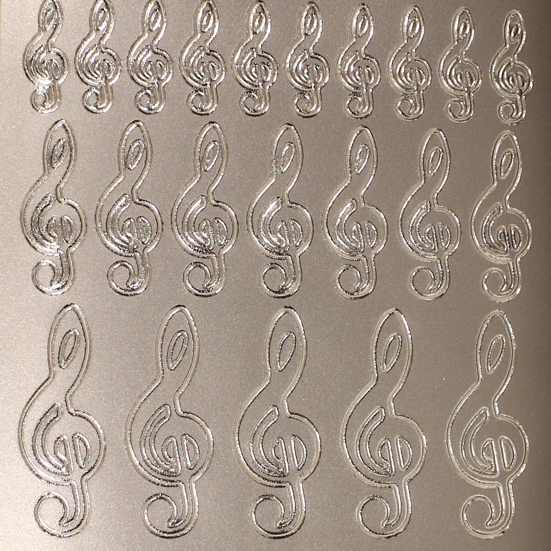 Sticker Nr.0736 Silber Musik Notenschlüssel groß, mittel, klein