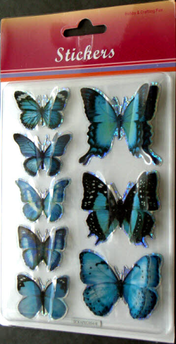 3D POP UP Sticker Schmetterlinge Nr.6102 BLAU + HOLO