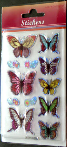 3D POP UP Sticker Schmetterlinge Nr.6104 MULTI + HOLO