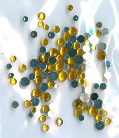 Strass - Glitzersteine Nr.3004 gelb rund 2-4 mm mix