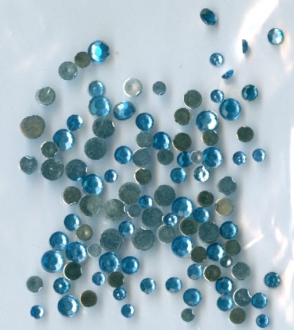 Strass - Glitzersteine Nr.3010 wasser blau rund 2-4 mm mix
