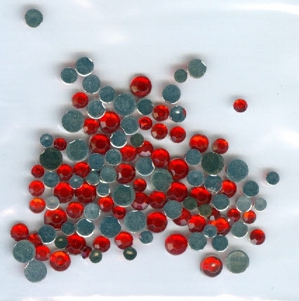 Strass - Glitzersteine Nr.3008 rot rund 2-4 mm mix