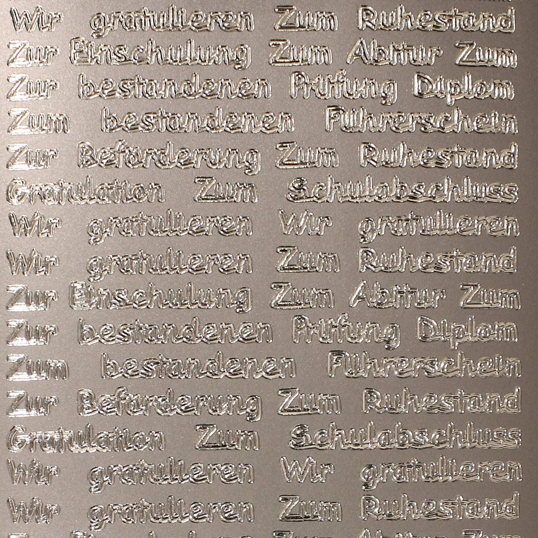 Sticker Nr.0446 Silber Text verschiedene Anlässe deutsch