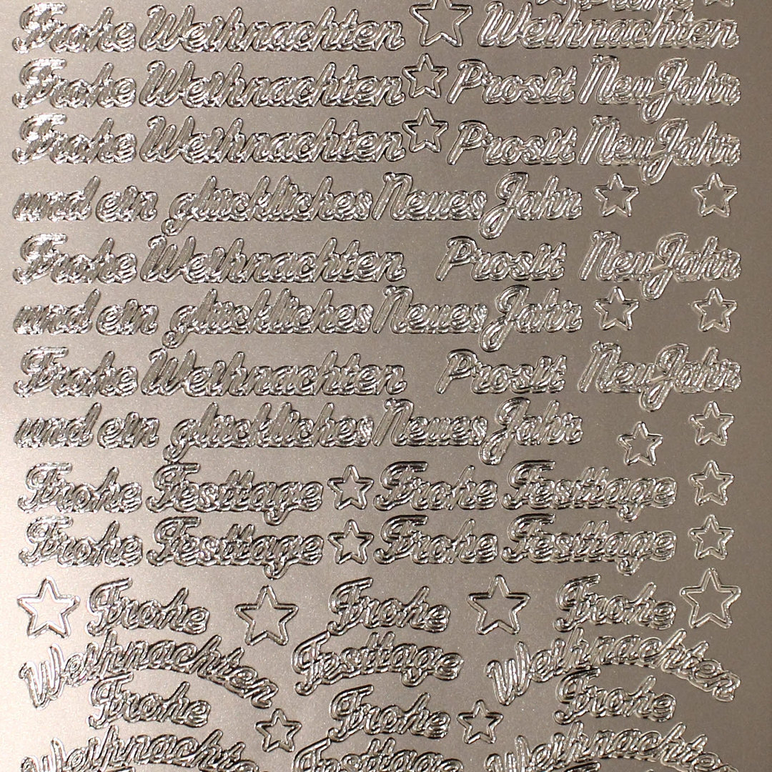 Sticker Nr.0454 Silber Text Neues Jahr, Weihnachten, Festtage