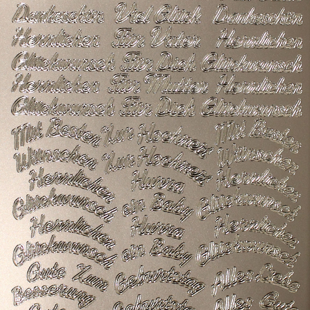 Sticker Nr.0425 Silber Text Deutsch MIX Für Viele Anläße