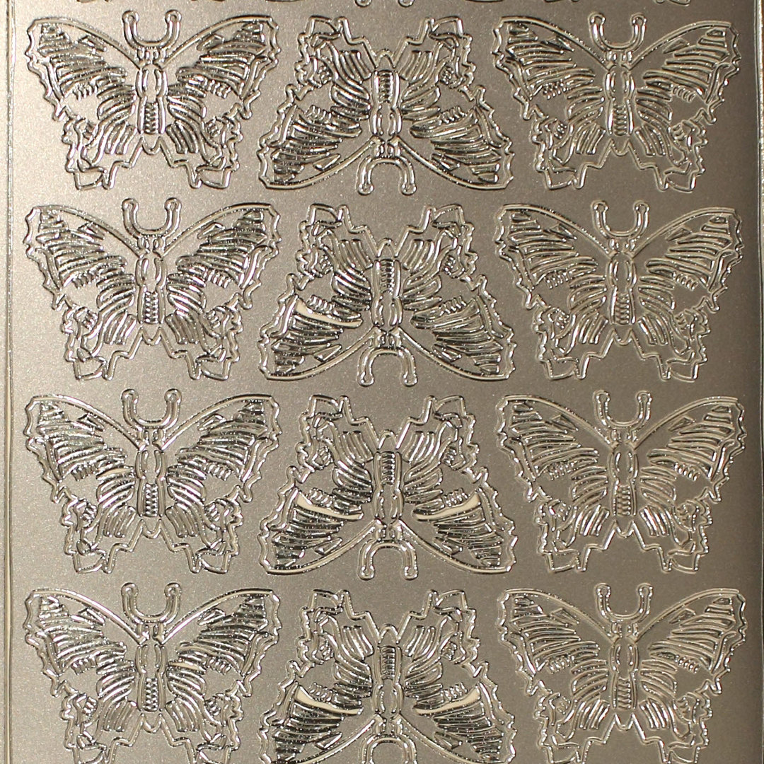 Sticker Nr.1631 Silber Schmetterlinge Butterfly