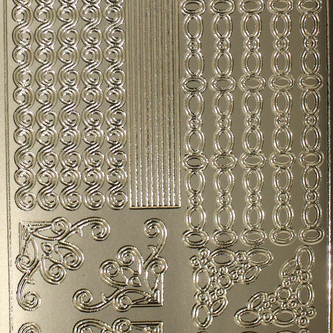 Sticker Nr.1758 Silber Ecken Bordüren Mix