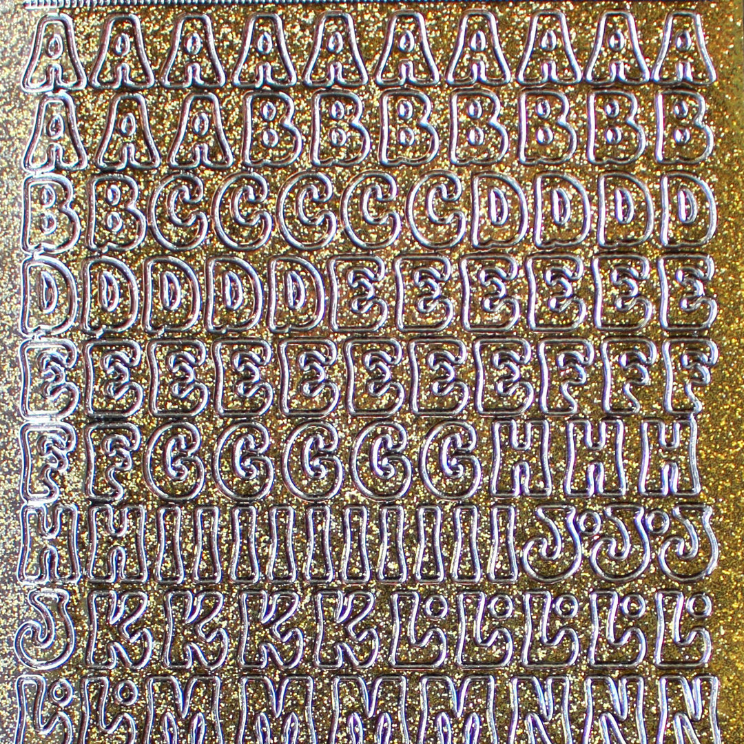 Glitzer Glimmer Sticker Nr.0814 Gold / Silber Buchstaben - ABC -
