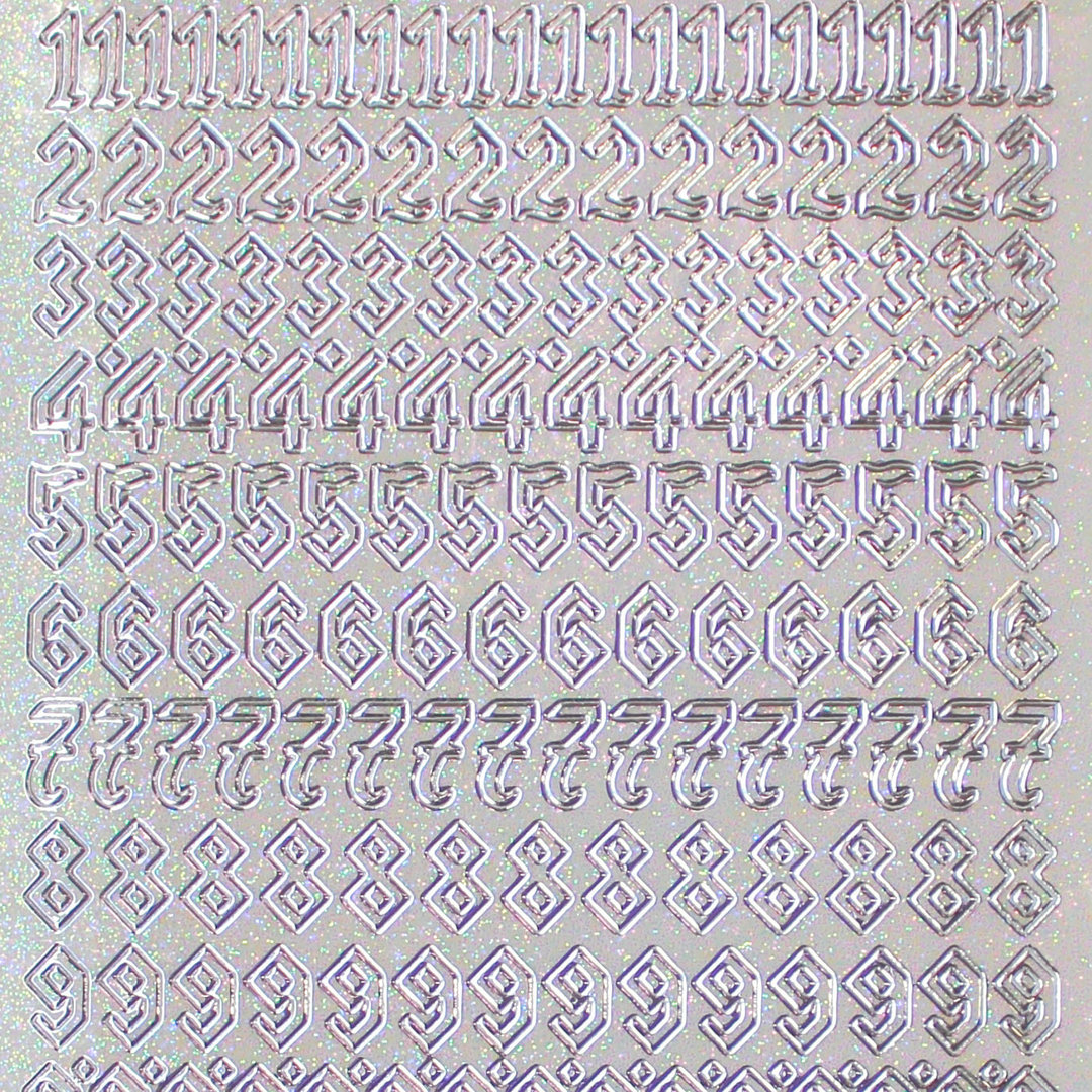Glitzer Glimmer Sticker Nr.1157 Silber transparent Zahlen 0-9